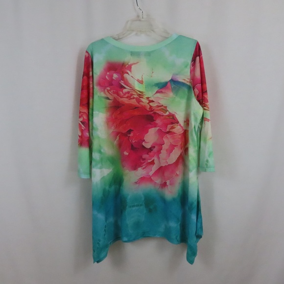 🌹4 for$20🌹 French Bazaar Sparkle Flower Tunic Shirt XXL - Picture 4 of 10